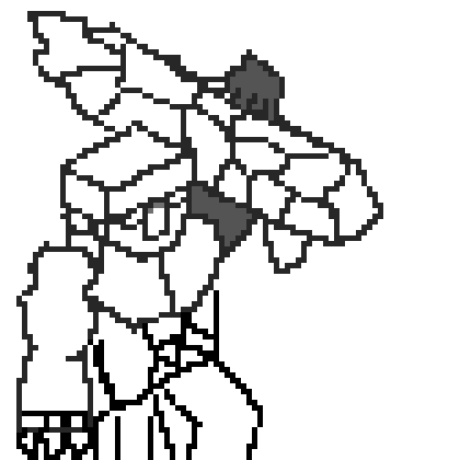 Blohked being pixelled, step by step